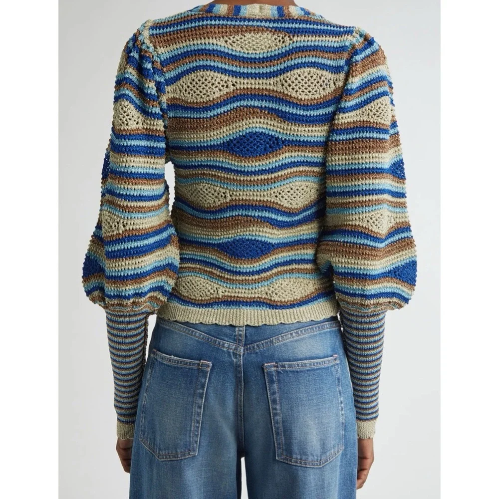 FARM Rio Mixed Waves Striped Cardigan NWOT $198 - Picture 2 of 14